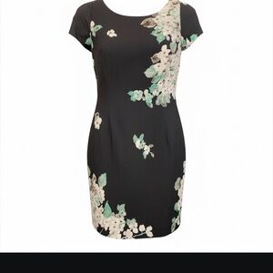 Milly of New York Black Mini Dress with Floral Pattern size 8